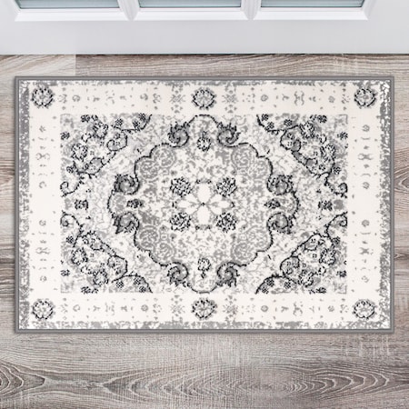 World Rug Gallery Traditional Medallion Area Rug 2' x 3' Gray MON830GRAY2X3